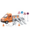 Игрален комплект Raya Toys - Камион City Maintenance, С пътни знаци, звуци и светлини