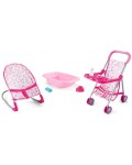 Игрален комплект Raya Toys - Количка, вана, чанта и шезлонг за кукла