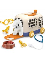 Игрален комплект Raya Toys - Кученце с клетка на колела