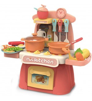 Игрален комплект Raya Toys - Мини кухня, корал