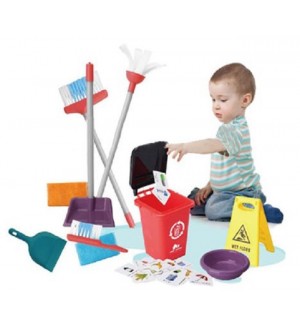 Игрален комплект Raya Toys - Сет за почистване Little Dustman, 14 части