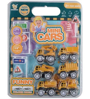 Игрален комплект Raya Toys - Строителни машини с пътни знаци Игрален комплект Raya Toys - Строителни машини с пътни знаци