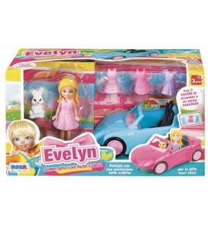 Игрален комплект RS Toys - Кукла Евелин с кола и аксесоари, асортимент