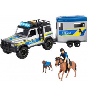 Игрален комплект с фигури Dickie Toys - Полицейско ремарке за коне Игрален комплект с фигури Dickie Toys - Полицейско ремарке за коне