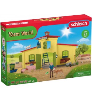 Игрален комплект Schleich Farm World - Обор с животни и аксесоари