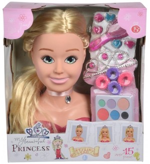 Игрален комплект Simba Toys Steffi Love - Глава за стилизиране, принцеса, 15 части