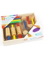 Игрален комплект Smart Baby - Дървени инструменти за пластилин, 12 части