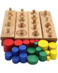 Игрален комплект Smart Baby - Монтесори дървени цилиндри, 40 броя