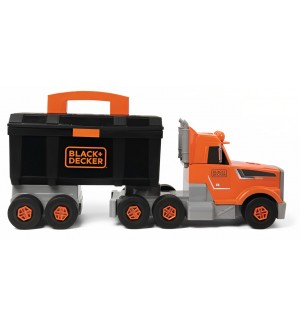 Игрален комплект Smoby Black & Decker - Камион с кран и кутия с инструменти