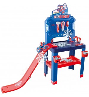 Игрален комплект Smoby Bricolo - Работна маса, Spidey, 90 части