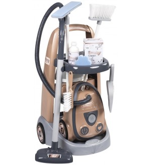 Игрален комплект Smoby - Количка за почистване и прахосмукачка Rowenta, с 8 аксесоара Игрален комплект Smoby - Количка за почистване и прахосмукачка Rowenta, с 8 аксесоара