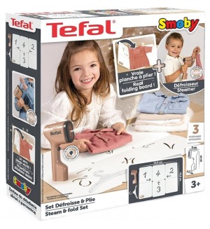 Игрален комплект Smoby - Комплект за гладене на пара Tefal
