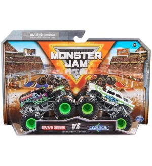 Игрален комплект Spin Master Monster Jam - Avenger vs Grave Digger, 1:64