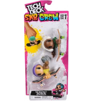Игрален комплект Tech Deck SK8 Crew - Скейтборд за пръсти с фигурки, лилава/бяла