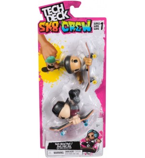 Игрален комплект Tech Deck SK8 Crew - Скейтборд за пръсти с фигурки, с черни шапки