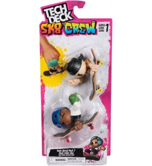 Игрален комплект Tech Deck SK8 Crew - Скейтборд за пръсти с фигурки, синя/черна