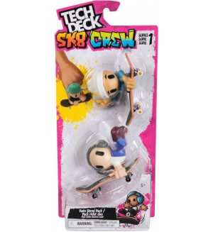 Игрален комплект Tech Deck SK8 Crew - Скейтборд за пръсти с фигурки, сива/бяла
