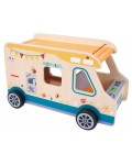 Игрален комплект Tooky Toy - Дървен кемпер с фигурки