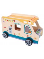 Игрален комплект Tooky Toy - Дървен кемпер с фигурки
