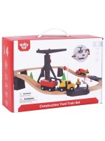 Игрален комплект Tooky Toy - Дървена строителна площадка с кран