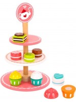 Игрален комплект Tooky Toy - дървени кексчета и десерти на поднос
