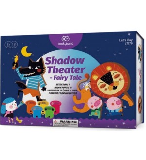 Игрален комплект Tooky Toy - Театър със сенки и фенерче, Приказен свят