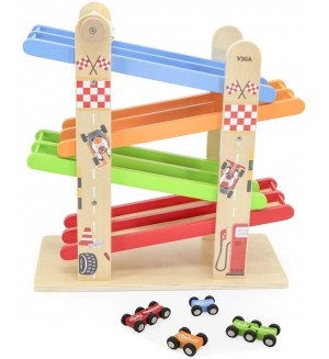 Игрален комплект Viga Toys – Писта с колички