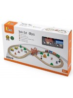 Игрален комплект Viga - Влак с релси, 39 части
