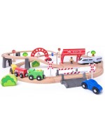 Игрален комплект Woody - Релси, виадукт и електрически локомотив