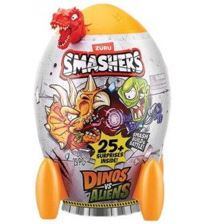 Игрален комплект Zuru Smashers - Dinos vs Aliens: Мини динозавърско яйце, червен динозавър Игрален комплект Zuru Smashers - Dinos vs Aliens: Мини динозавърско яйце, червен динозавър