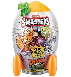Игрален комплект Zuru Smashers - Dinos vs Aliens: Мини динозавърско яйце, зелен динозавър Игрален комплект Zuru Smashers - Dinos vs Aliens: Мини динозавърско яйце, зелен динозавър