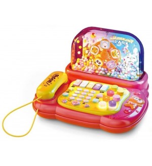 Интерактивна играчка Raya Toys - Мултифункционален телефон-пиано, червен