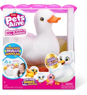 Интерактивна играчка Zuru Pets Alive - Мама патица с малки патенца