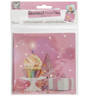 Карти за рисуване с мъниста Grafix - Рожден ден, 2 броя, 13 х 13 cm