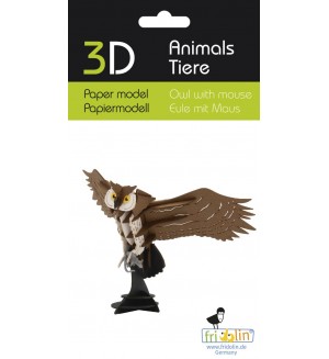 Картонен 3D модел за сглобяване Fridolin - Бухал