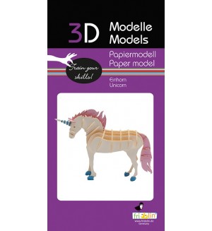 Картонен 3D модел за сглобяване Fridolin - Еднорог Картонен 3D модел за сглобяване Fridolin - Еднорог