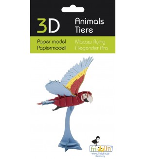 Картонен 3D модел за сглобяване Fridolin - Папагал Ара Картонен 3D модел за сглобяване Fridolin - Папагал Ара