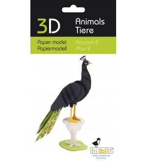 Картонен 3D модел за сглобяване Fridolin - Птица паун Картонен 3D модел за сглобяване Fridolin - Птица паун