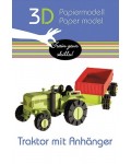 Картонен 3D модел за сглобяване Fridolin - Трактор с ремарке
