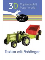 Картонен 3D модел за сглобяване Fridolin - Трактор с ремарке Картонен 3D модел за сглобяване Fridolin - Трактор с ремарке