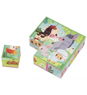 Картонени кубчета Janod - Ферма, 9 броя Картонени кубчета Janod - Ферма, 9 броя