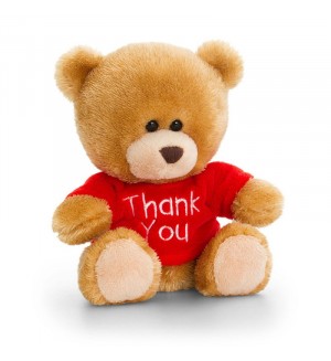 Keel Toys Плюшено мече с червена тениска Thank you