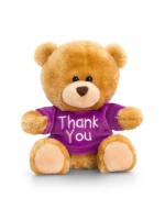 Keel Toys Плюшено мече с лилава тениска Thank you