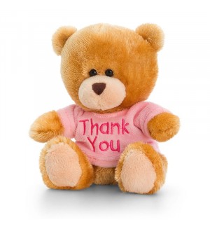 Keel Toys Плюшено мече с розова тениска Thank you