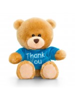 Keel Toys Плюшено мече със синя тениска Thank you