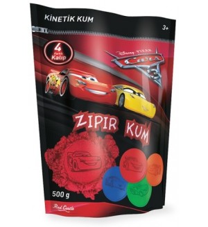 Кинетичен пясък Red Castle - Cars 3, червен, с 4 формички, 500 g