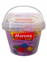 Кинетичен пясък в кофа Heroes – Лилав цвят с 6 фигурки, 1000 g