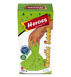  Кинетичен пясък в кутия Heroes – Зелен цвят, 1000 g