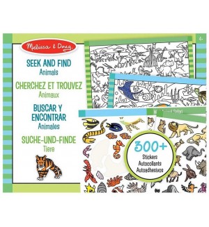 Книжка със стикери Melissa & Doug - Намери и оцвети, животни