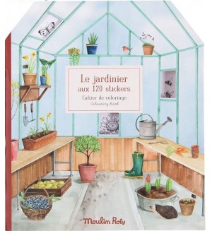 Книжка със стикери Moulin Roty - Градина, 20 страници
